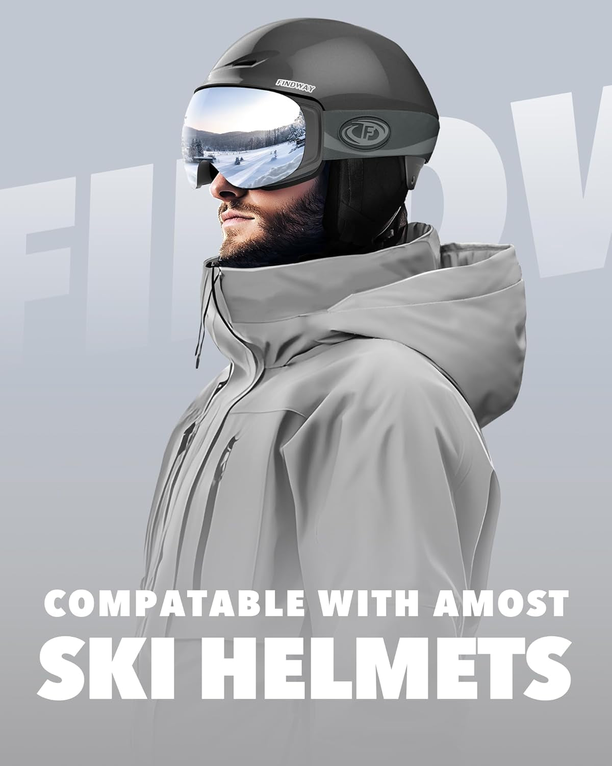 OTG Ski Goggles for Men, Women, Adults & Youth - Anti-Fog Dual Lens, 100% UV Protection, Interchangeable Magnetic Lenses - Over Glasses Snowboard Goggles (Black Frame, Silver Lens VLT 12%)