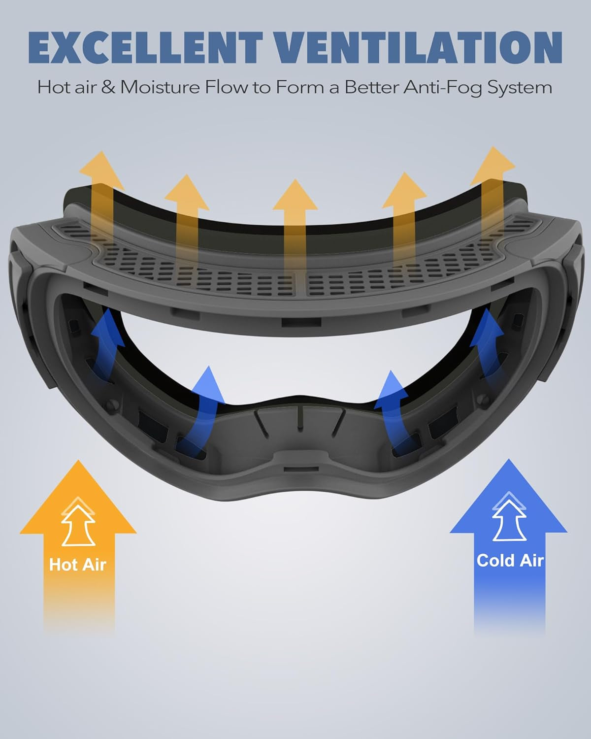 OTG Ski Goggles for Men, Women, Adults & Youth - Anti-Fog Dual Lens, 100% UV Protection, Interchangeable Magnetic Lenses - Over Glasses Snowboard Goggles (Black Frame, Silver Lens VLT 12%)