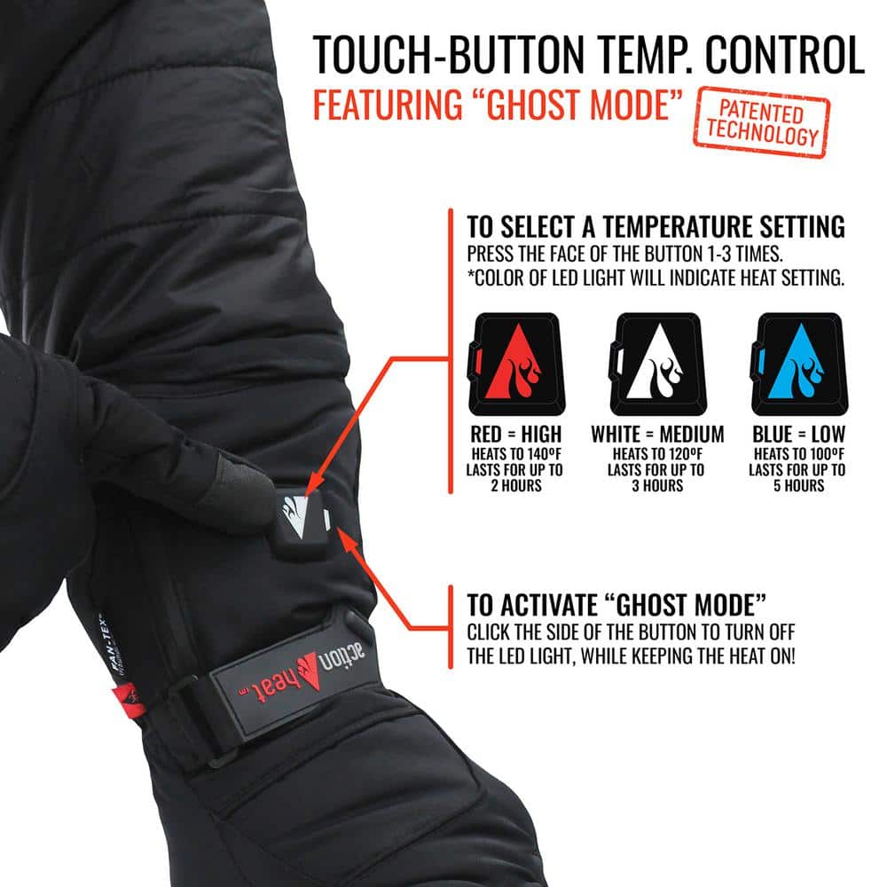 Men's Large Black 5-Volt Battery Heated Snow Gloves