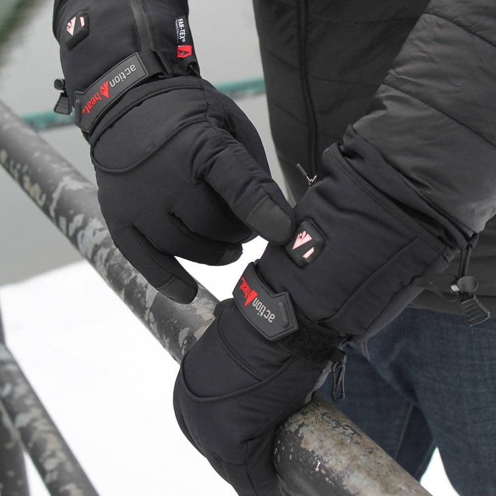 Men's Large Black 5-Volt Battery Heated Snow Gloves
