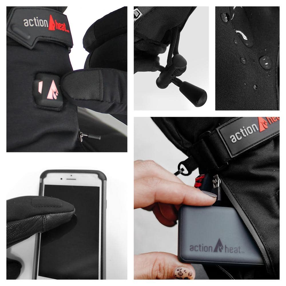 Men's Large Black 5-Volt Battery Heated Snow Gloves