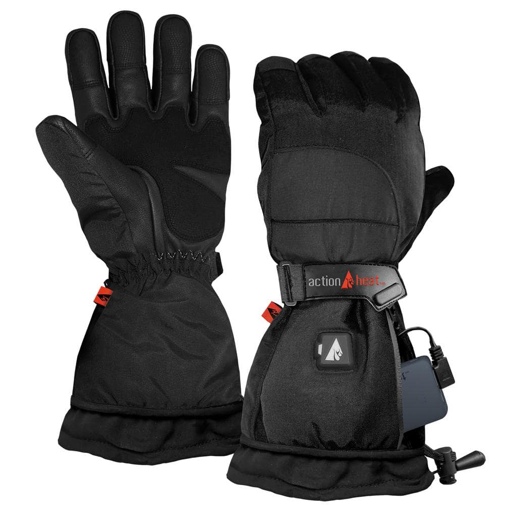 Men's Large Black 5-Volt Battery Heated Snow Gloves