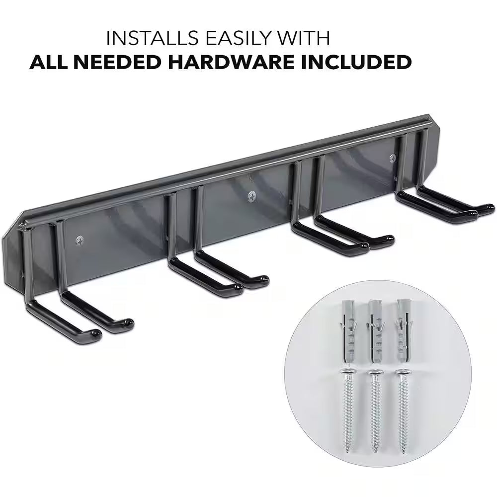 RAXGO Wall Mounted Ski Storage Rack - Heavy Duty Garage Organizer Holds 4 Pairs of Skis, Poles or Snowboards - 300lbs Capacity, Scratch-Proof Padded Hooks (Black)
