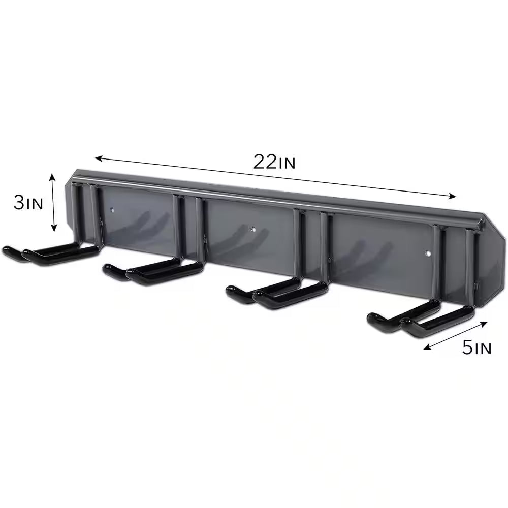 RAXGO Wall Mounted Ski Storage Rack - Heavy Duty Garage Organizer Holds 4 Pairs of Skis, Poles or Snowboards - 300lbs Capacity, Scratch-Proof Padded Hooks (Black)