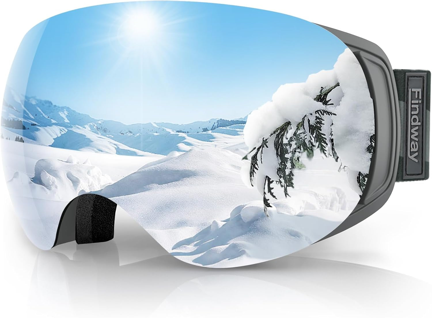 OTG Ski Goggles for Men, Women, Adults & Youth - Anti-Fog Dual Lens, 100% UV Protection, Interchangeable Magnetic Lenses - Over Glasses Snowboard Goggles (Black Frame, Silver Lens VLT 12%)